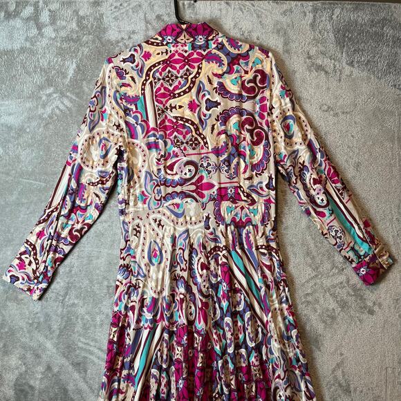 Soft Surroundings Palmero Soho Maxi Dress Button Front Long Sleeves SM Boho Chic - Picture 4 of 9